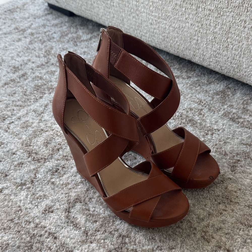 Jessica Simpson Brown Wedge Sandals